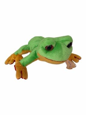 Ganz Lil' Kinz Tree Frog Stuffed Animal Retired No Code HM109 Green Yellow Small